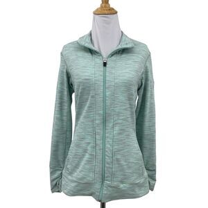 Straight Down Zip Up Jacket Womens S Small Sea Mist Pockets Collar Performance